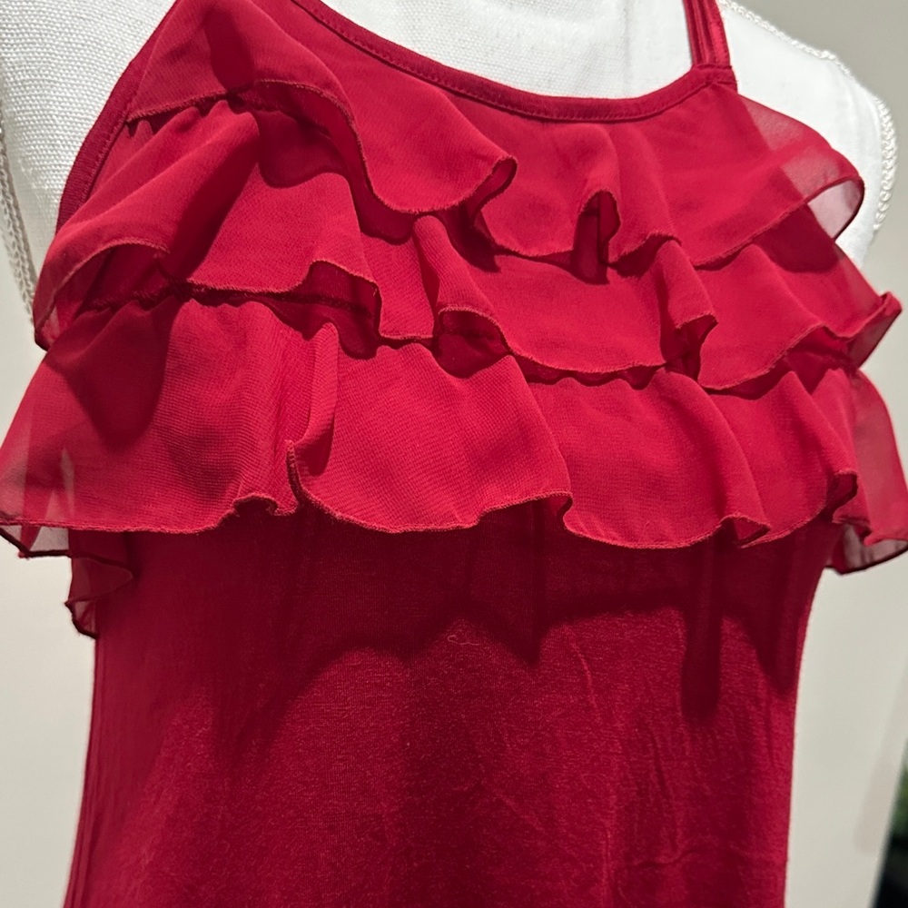 Express Red Layered Ruffle Blouse - Picture 5 of 6